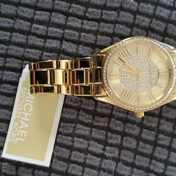 Michael Kors MK7033 Gold-Tone Crystal Pave Women’s Watch – New With Tag - Picture 4 of 5
